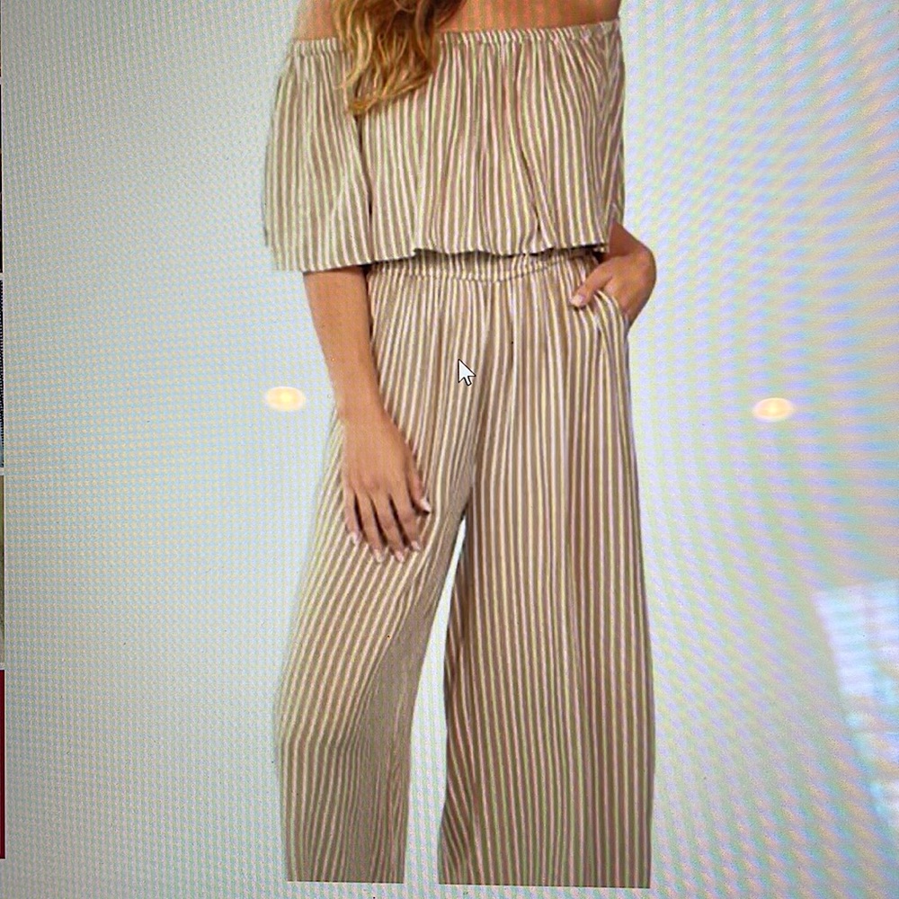 Taupe Stripe Olsen Jumpsuit